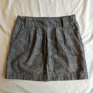 Life in Progress sz S Linen & Cotton Grey Mini Skirt with Front Pleats & Pockets